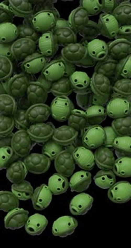 3D Cartoon Turtle Shells Screen Transition Alpha Channel 4K