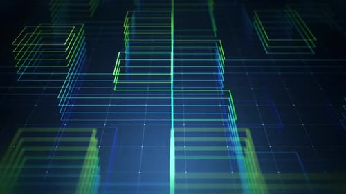 Abstract Digital Data Flowing Circuit Board Background Animation