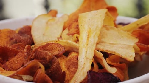 Colorful Vegetable Chips Mix Close Up