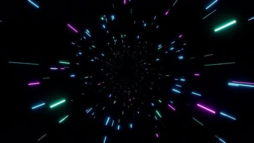 Futuristic Hyperspace Tunnel Background with Neon Light Streaks