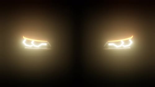 Animated Headlights Glowing in the Dark