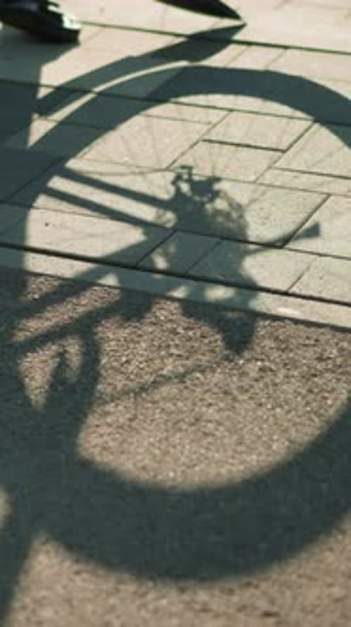 Bicycle Shadows on Sidewalk in Sunlight