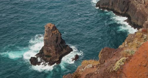 Volcanic Rock Formation On Ponta De Sao Lourenco, Madeira In Portugal - high angle, static