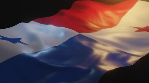 Panama Flag with ambient, warm lighting