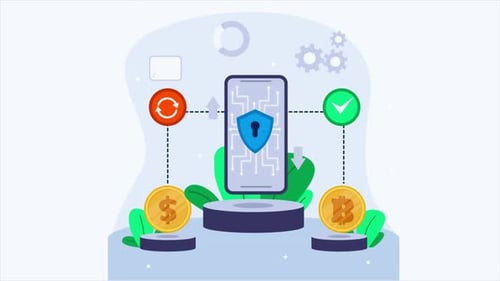 Digital Transaction Security and Mobile Banking Flat Animation