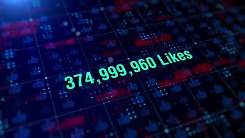 Animated Social Media Likes Counter with Digital Data Grid