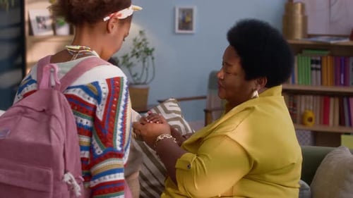 Loving Family Hugs in Cozy Home Interior