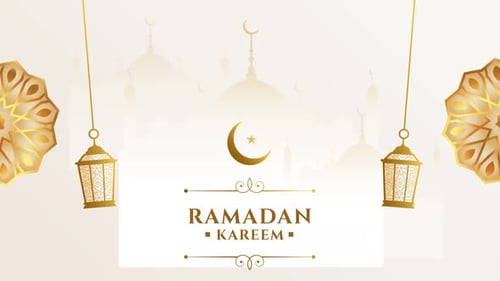 Ramadan Kareem Elegant Greeting with Golden Islamic Lanterns