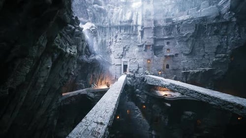 Alte Ruinen enthüllen eine versteckte unterirdische Stadt in einer Dramatisch Schlucht