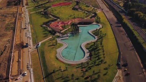 Moscow new park Zil from film from drone
