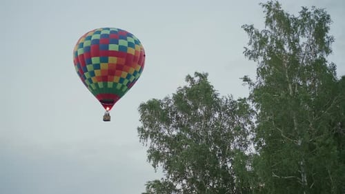 Colorful Hot Air Balloon Floating in Sky