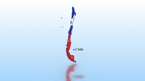 3D Animated Map of Chile Rotating with Flag