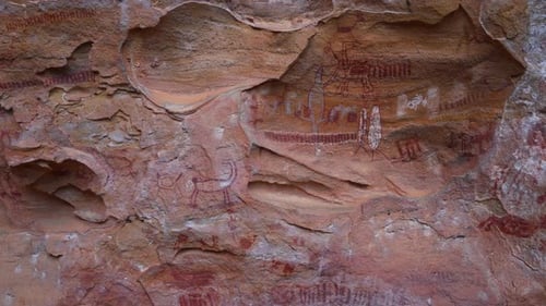 Rock Paintings on an Archeological Site at Serra Da Capivara National Park Brazil