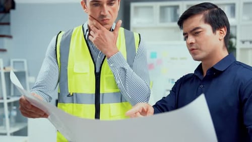 Competent Investor Investor Discuss and Brainstorm with Engineers on Blueprint