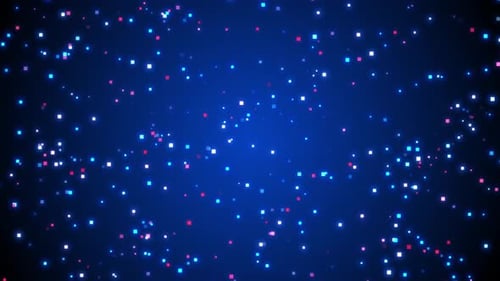 Abstract Glowing Digital Pixel Particles Loop Background