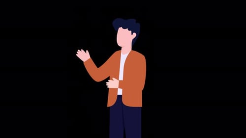 Animated Flat Design Man Gesturing and Talking for Presentation