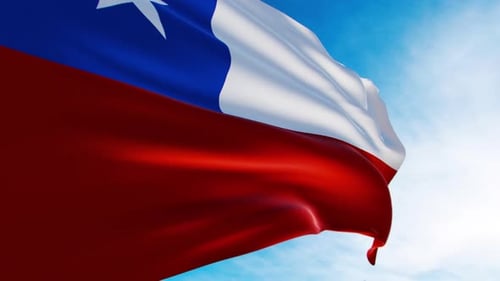 Realistic Chilean Flag Waving Seamlessly