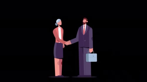 2d Business Deal Cartoon Animation Alpha Channel 4K