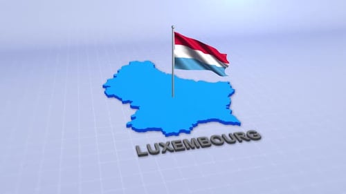 Animated 3D Map of Luxembourg with Waving Flag