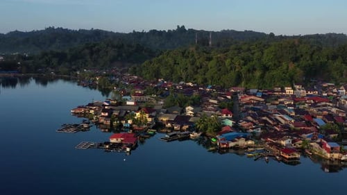 AH - Aerial View of Small Coastal Village