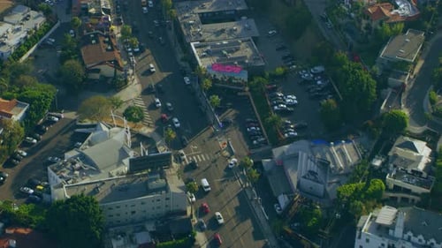 Los Angeles, California, USA - Circa 2018: Aerial View Busy City On