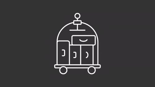 Minimalist Hotel Luggage Cart Line Art Animation
