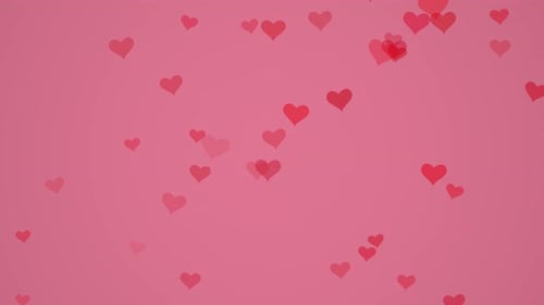 Romantic Pink Background with Floating Red Hearts