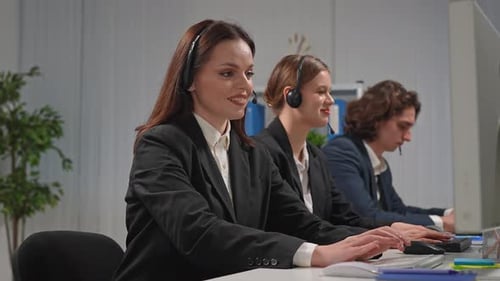 Confident Call Center Team Providing Excellent Customer Support