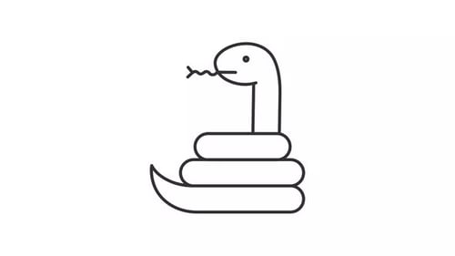 Animated Line Art Snake Icon with Flickering Tongue Loop