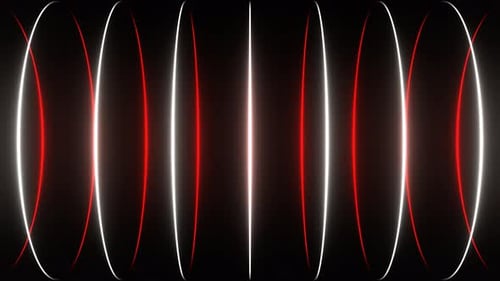 Red And White Abstract Rotating Neon Circles Background Vj Loop In 4K