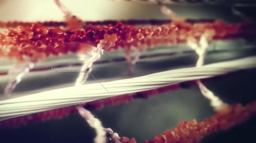 Vibrant threads intertwined in modern textile production process