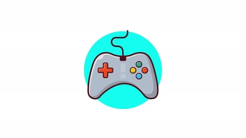 Animated Game Controller in Flat Design Style