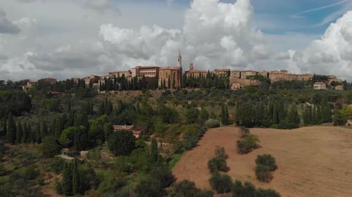 Pienza City Province of Siena Tuscany Italian Medieval Village Drone View