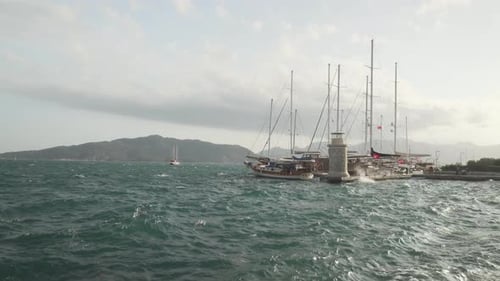 Awesome view of yachts in Marmaris Marina, Turkey