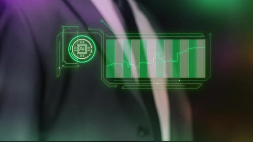 A Virtual Dashboard That Features Abstract Infographics on the Topic of Artificial Intelligence