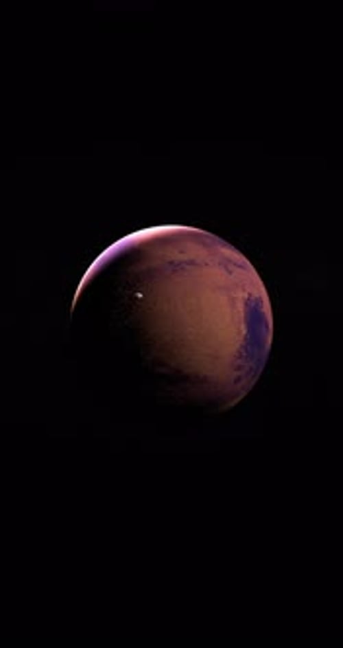 Realistic 3D Planet Mars Rotation in Dark Space
