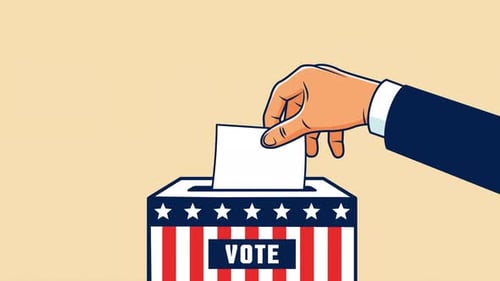 Animated Hand Dropping Ballot Into Vote Box Illustration