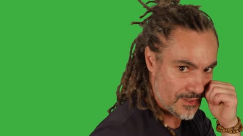 Male Fighter Doing Fight Boxing Practice Training Isolated on Green Screen