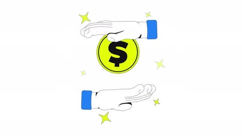 Animated Hands Protecting Dollar Coin Motion Graphic