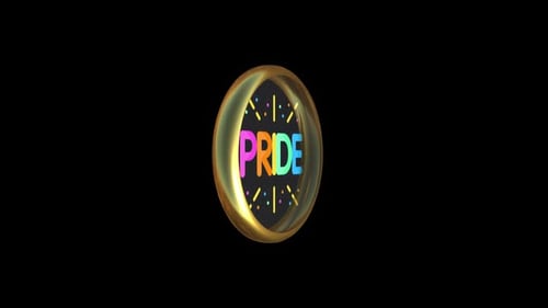 Animated Pride Celebration Badge with Golden Frame and Colorful Sprinkles