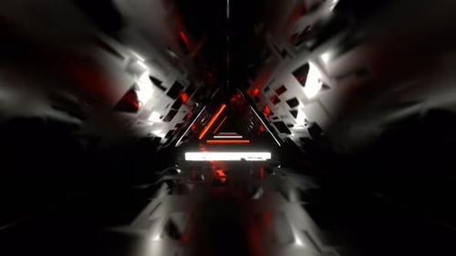 White And Orange Flashing Triangular Neon Corridor Background VJ Loop In 4K