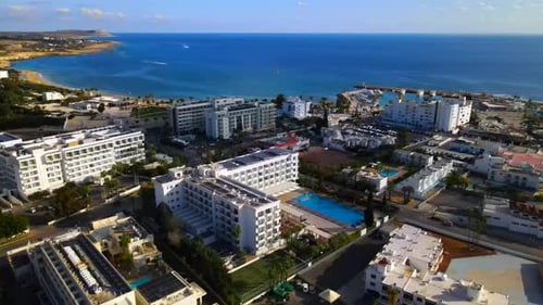 Aerial view of the coastal city of Ayia Napa, Cyprus