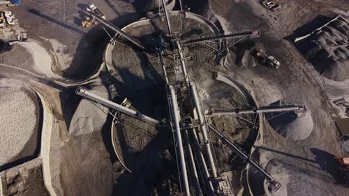 Aerial View of Gravel Quarry with Conveyor Belts