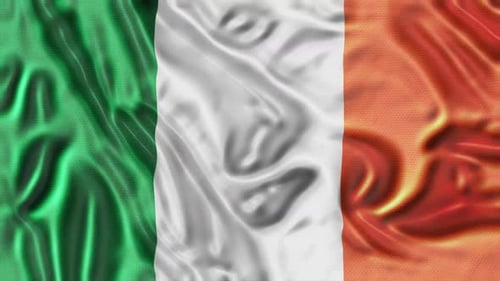Waving Irish Flag Loop with Realistic Fabric Texture