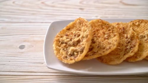 Dried shredded pork Rice cracker - Thai food style