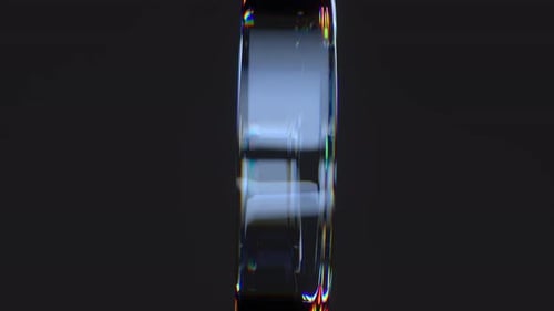 Abstract Glass Rings Rotating with Prismatic Light Effect