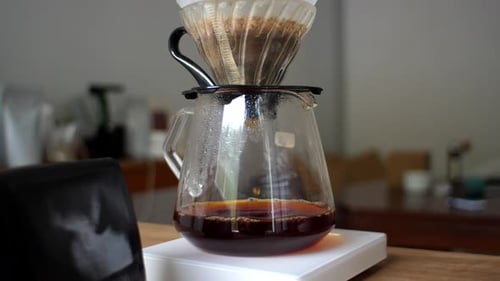 Coffee Pour Over Preparation Drip in Glass Carafe