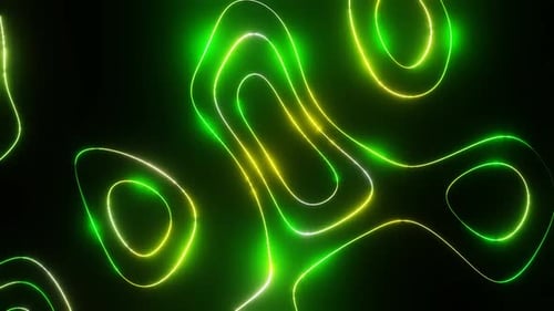 Green And Yellow On Black Abstract Neon Glowing Moving Background Vj Loop Animation In HD