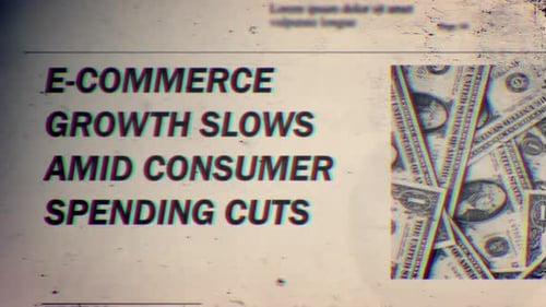 E Commerce Growth Slows Amid Consumer Spending Cuts Newspaper Headline Title