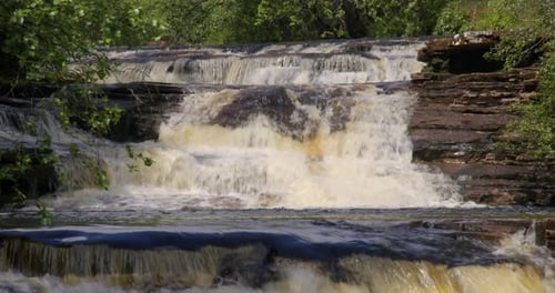 mid shot of Catrake Force, waterfall, Upstream of the hamlet of keld, Swaledale